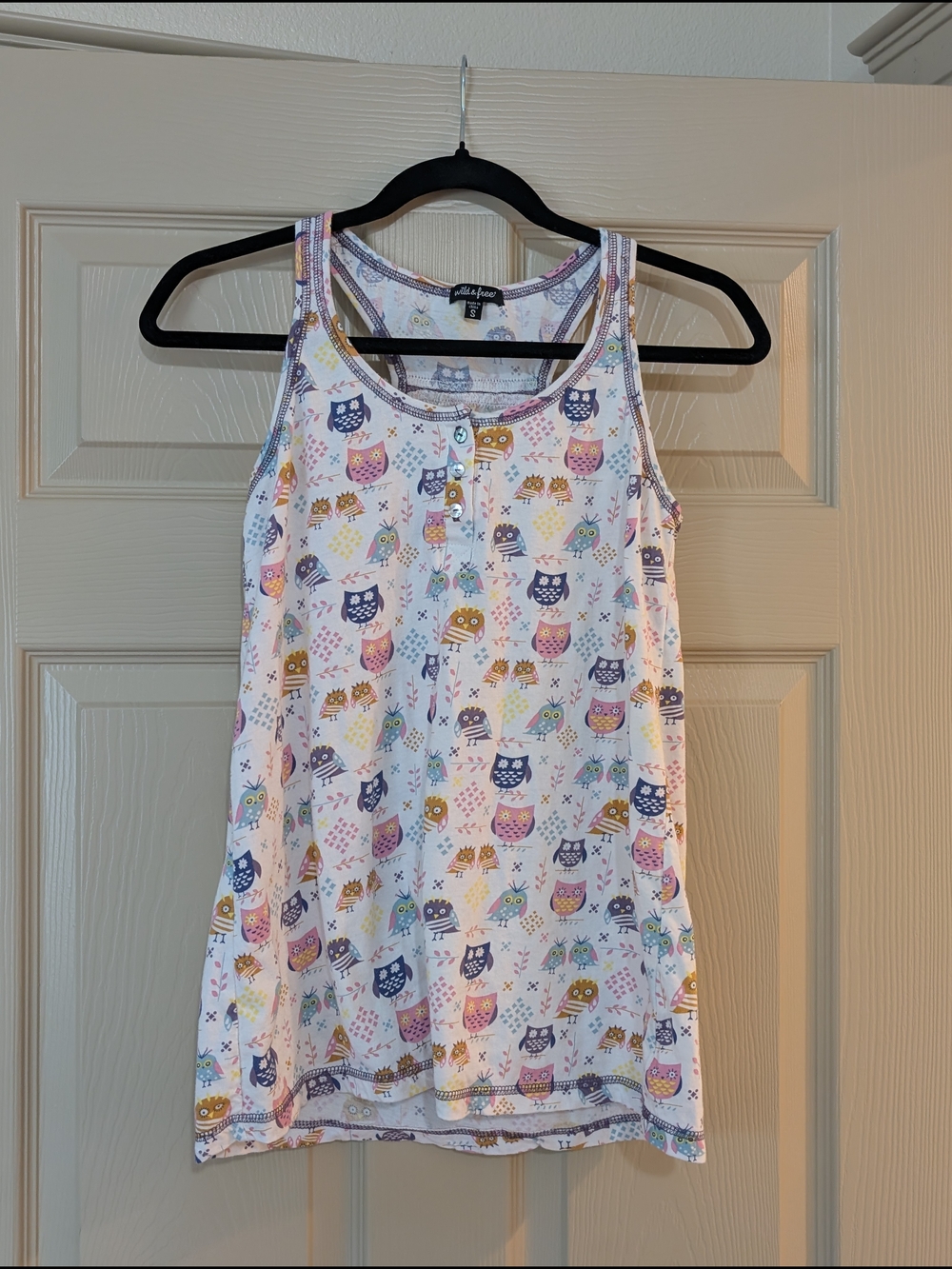 Women’s Owl Print Tank Nightshirt - White/Multi